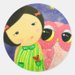 Distance Between Hearts Round Stickers