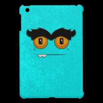 Distressed Aqua Funny Face Unibrow Monster ipad mini cases