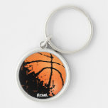 Distressed Basketball with Name Keychains