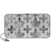 distressed black white damask design portable speaker
