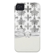 distressed black white intricate damask iPhone 4 Case-Mate case