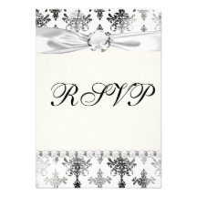 distressed black white intricate damask personalized invite