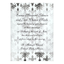 distressed black white intricate damask personalised announcement