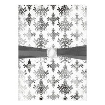 distressed black white intricate damask personalized announcement