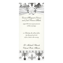 distressed black white intricate damask personalized invitations