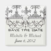 distressed black white intricate damask refrigerator magnet
