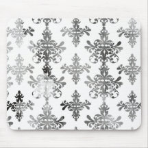 distressed black white intricate damask mousepad