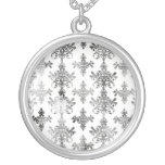 distressed black white intricate damask custom necklace