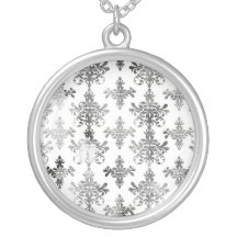 distressed black white intricate damask custom necklace