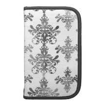 distressed black white intricate damask organizers