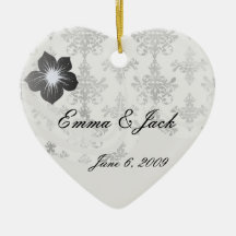 distressed black white intricate damask christmas tree ornaments
