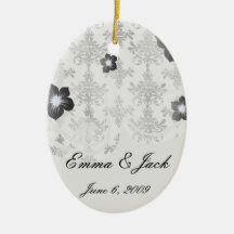 distressed black white intricate damask ornament