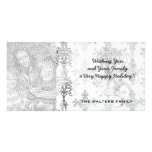 distressed black white intricate damask customized photo card