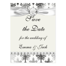 distressed black white intricate damask post card