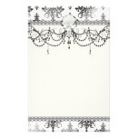 distressed black white intricate damask stationery paper