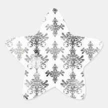 distressed black white intricate damask star sticker