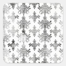 distressed black white intricate damask square stickers