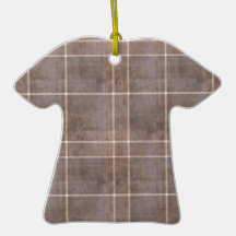 Distressed Brown Plaid Christmas Tree Ornaments