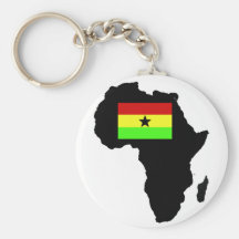 Distressed Ghanian flag and African Silhouette Key Chain