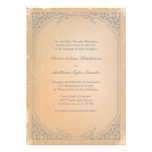 Distressed gunmetal grey vintage scroll wedding custom invitations