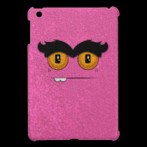 Distressed Hot Pink Funny Face Unibrow Monster ipad mini cases