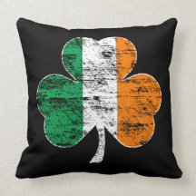 Distressed Irish Flag Shamrock Couch Pillow
