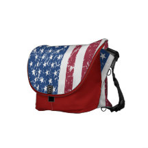 Distressed Look American Flag Bag Courier Bag