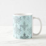 distressed lovely soft blue damask coffee mugs