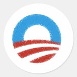 Distressed Obama Symbol Round Stickers