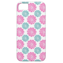 Distressed pink blue floral damask flowers pattern iPhone 5 cover