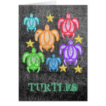 Distressed Rainbow Turtles Card