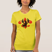 Distressed Red Fleur De Lis, Black Crawfish Tshirts