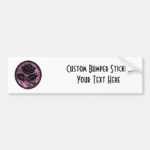 Distressed Rose Silhouette Cameo - Pink Bumper Sticker