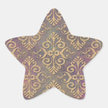 Distressed Rustic Pink Grey Gold Damask Sticker