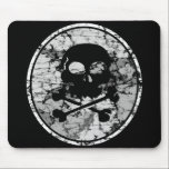 Distressed Skull & Crossbones Silhouette B&W mousepads