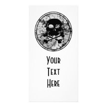 Distressed Skull & Crossbones Silhouette B&W Photo Greeting Card