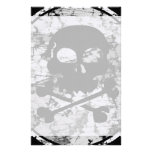 Distressed Skull & Crossbones Silhouette B&W Personalized Stationery