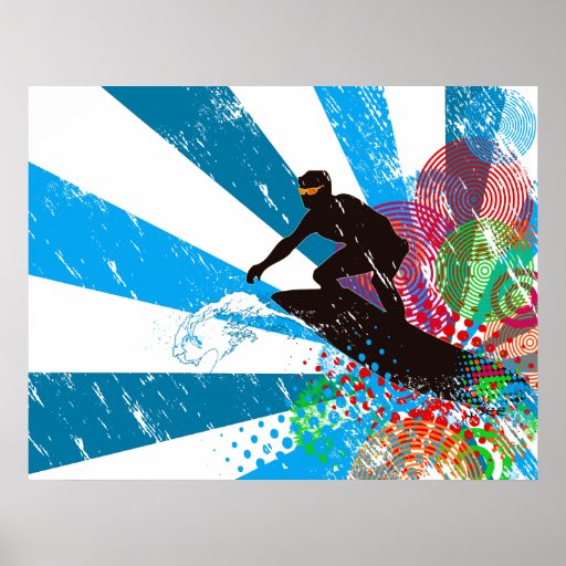 Distressed Surfer Paradise Poster