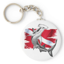 Dive flag with hammerhead shark-diver down