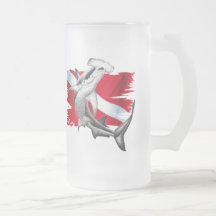 Dive flag with hammerhead shark-diver down mugs