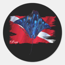 DiverDown Flag Creations Round Sticker