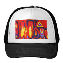 Divided Flames (abstract expressionism) Mesh Hats