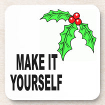 DIY Make It Yourself Christmas Berries Party cork coasters