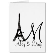 DIY Monogram Eiffel tower design Greeting Cards