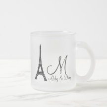 DIY Monogram Eiffel tower design Mugs