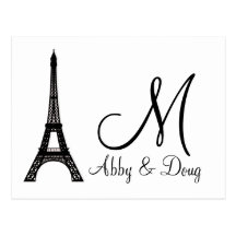 DIY Monogram Eiffel tower design Post Cards