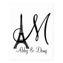 DIY Monogram Eiffel tower design Postcards