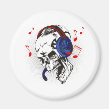 DJ Skull Refrigerator Magnet
