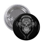 DJ Sugar Skull – Black Pinback Button