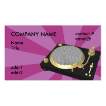 DJ turntable purple starburst Business Card Templates